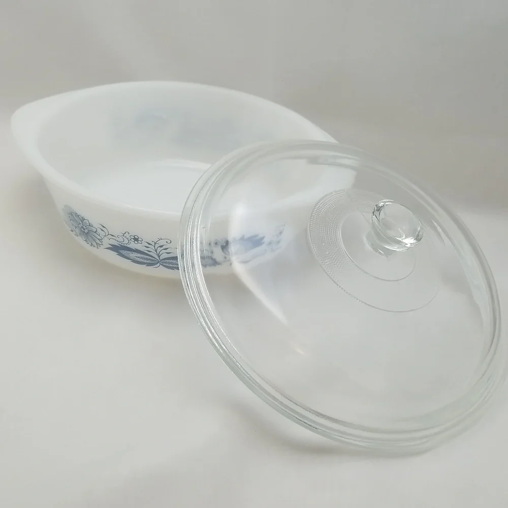 Glasbake Blue Onion Casserole with Lid